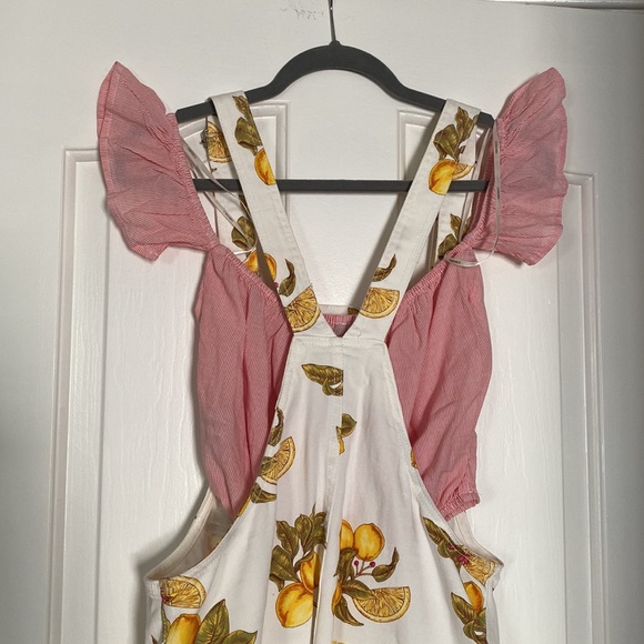 Lemon skirt overalls w/ red striped crop top - Picture 4 of 6